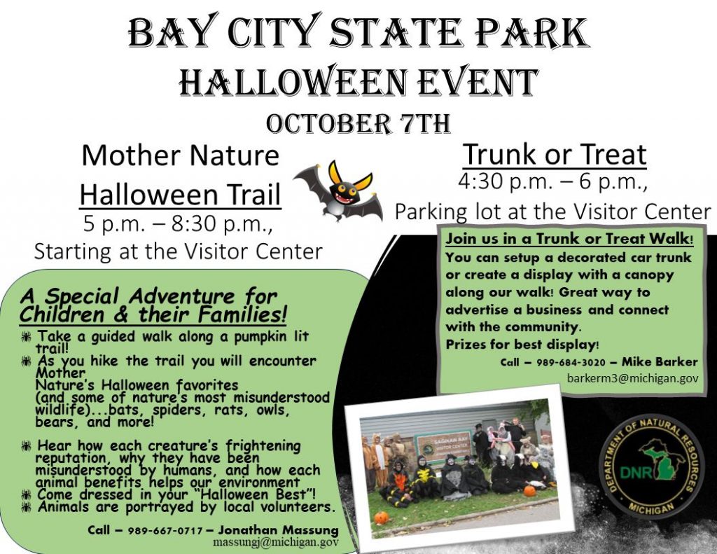 Bay City FREE Mother Nature Halloween Trail & Trunk or Treat Bay